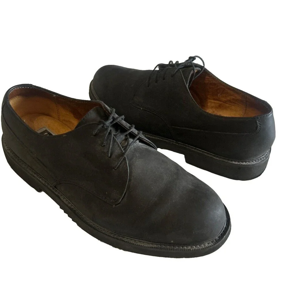 Florsheim Comfortech  Mens 9.5D Black Nubuck Plain Toe Casual Derby Dress Shoes